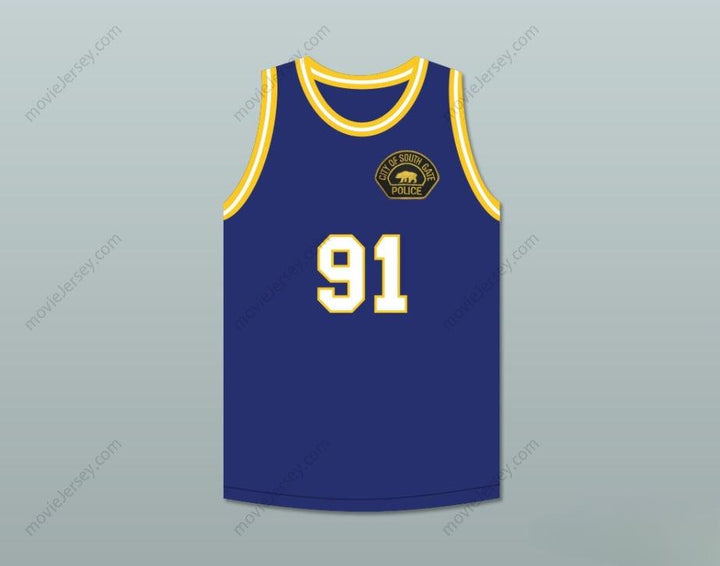 CUSTOM ANY Name Number SOUTH GATE POLICE CAPTAIN O'MALLEY 91 BASKETBALL JERSEY INCLUDES PATCH Top Stitched S-6XL