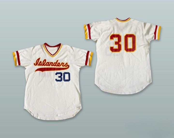Custom Any Name Number HEDIBERTO VARGAS 30  ISLANDERS WHITE BASEBALL JERSEY Top Stitched S-6XL