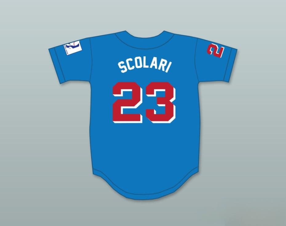 Custom Any Name Number KENNY SCOLARI 23  BEERS BASEKETBALL BLUE BASEBALL JERSEY Top Stitched S-6XL