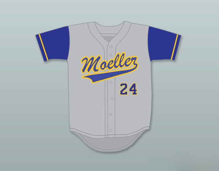 Custom Any Name Number KEN GRIFFEY JR 24 ARCHBISHOP   HIGH SCHOOL CRUSADERS GRAY BASEBALL JERSEY 4 Top Stitched S-6XL