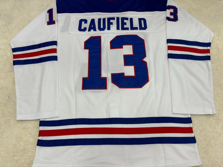 Custom Any Name Number COLE CAUFIELD 13 USA WHITE HOCKEY JERSEY Top Stitched S-6XL