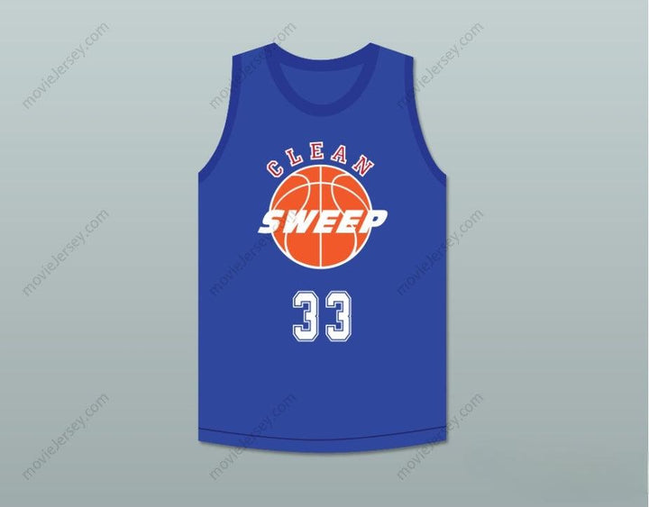 CUSTOM ANY Name Number BARRY WORTH 33 CLEAN SWEEP BLUE BASKETBALL JERSEY SLAM DUNK ERNEST 1 Top Stitched S-6XL