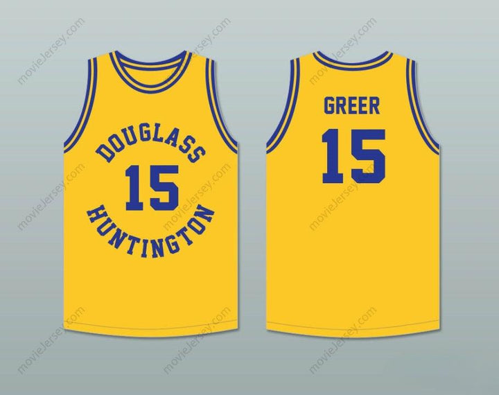 CUSTOM ANY Name Number HAL GREER 15 FREDERICK DOUGLASS JUNIOR AND SENIOR HIGH SCHOOL TIGERS YELLOW GOLD BASKETBALL JERSEY 1 Top Stitched S-6XL