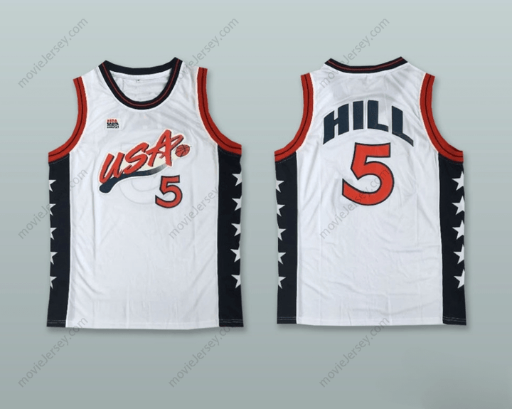 CUSTOM ANY Name Number 1996 GRANT HILL 5 USA TEAM HOME BASKETBALL JERSEY Top Stitched S-6XL