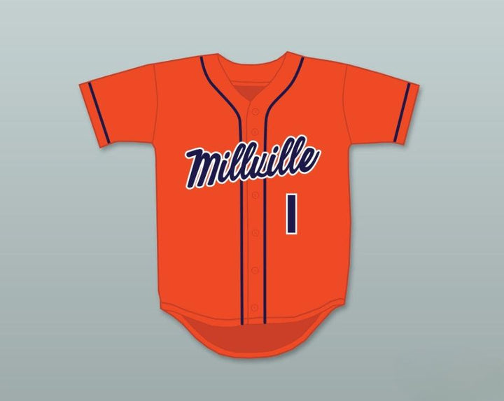 Custom Any Name Number MIKE TROUT 1  SENIOR HIGH SCHOOL THUNDERBOLTS ORANGE BASEBALL JERSEY 1 Top Stitched S-6XL