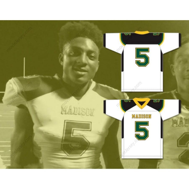 CUSTOM ANY Name Number DANNY GRAY 5 JAMES MADISON HIGH SCHOOL TROJANS WHITE Football Jersey Top Stitched S-6XL