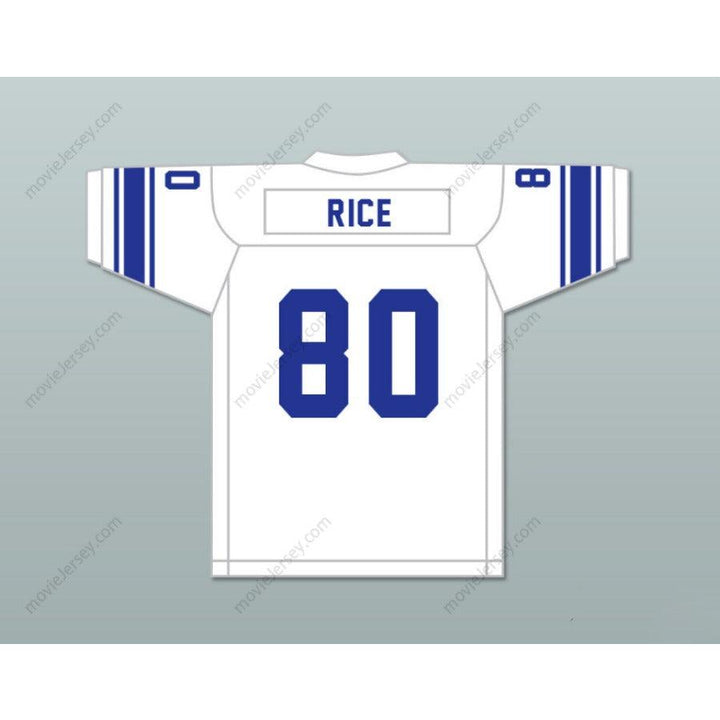 CUSTOM ANY Name Number JERRY RICE 80 MOOR HIGH SCHOOL BLUE FOOTBALL JERSEY Top Stitched S-6XL