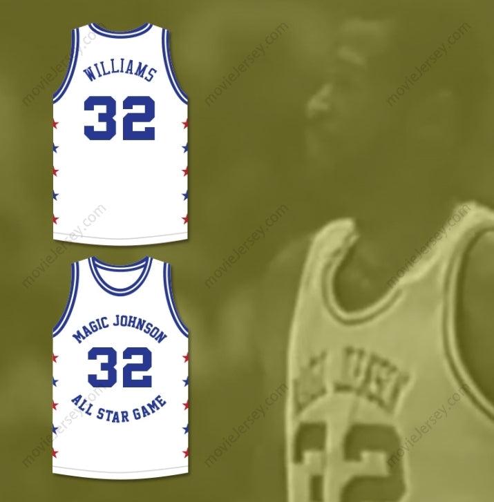 CUSTOM ANY Name Number HERB WILLIAMS 32 MAGIC JOHNSON ALL STAR GAME WHITE BASKETBALL JERSEY 1990 MIDSUMMER NIGHT'S MAGIC CHARITY EVENT Top Stitched S-6XL