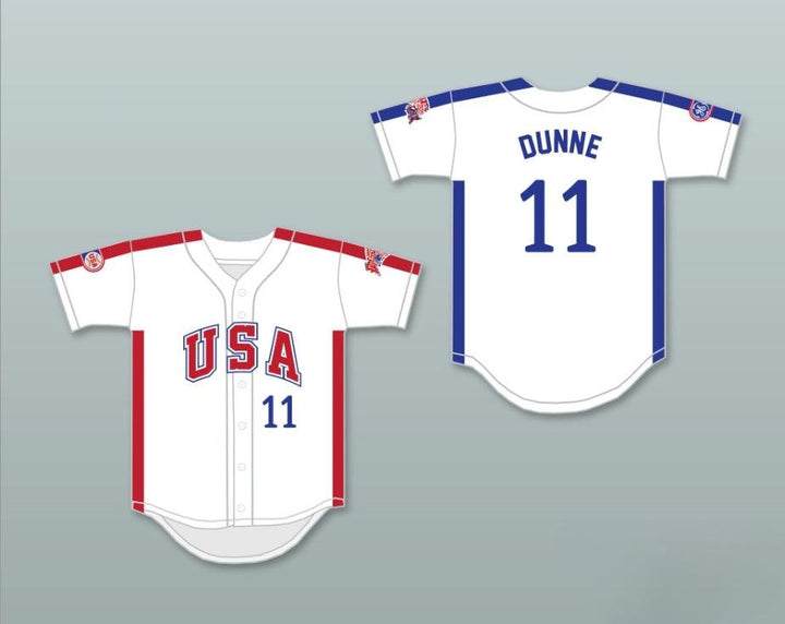 Custom Any Name Number MIKE DUNNE 11 1984 USA TEAM WHITE BUTTON DOWN BASEBALL JERSEY Top Stitched S-6XL