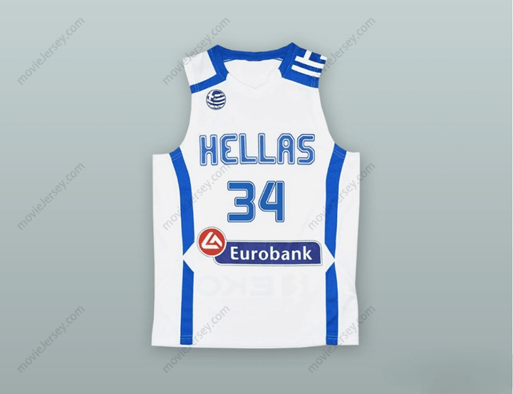 CUSTOM ANY Name Number GIANNIS ANTETOKOUNMPO 34 GREECE WHITE BASKETBALL JERSEY Top Stitched S-6XL