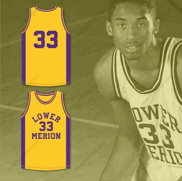 CUSTOM ANY Name Number  BRYANT 33 LOWER MERION HIGH SCHOOL ACES YELLOW BASKETBALL JERSEY 3 Top Stitched S-6XL