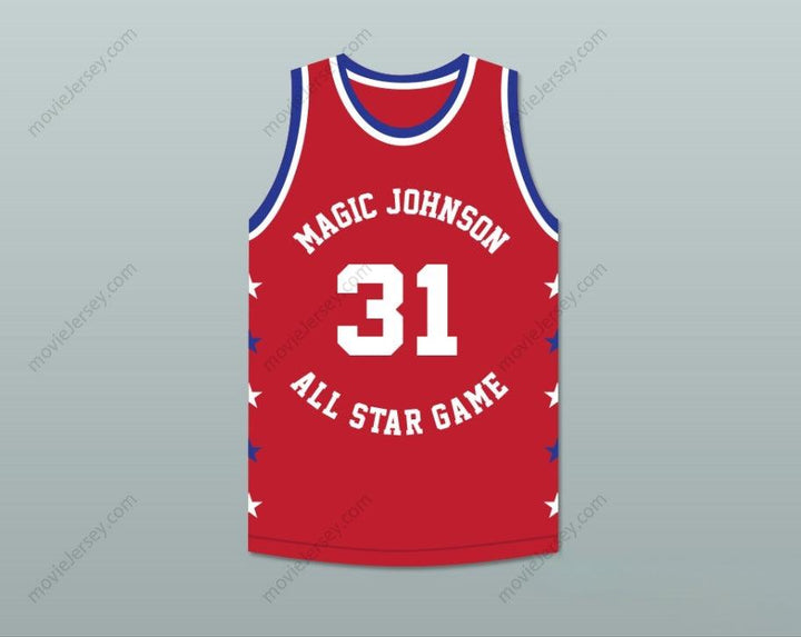 CUSTOM ANY Name Number KURT RAMBIS 31 MAGIC JOHNSON ALL STAR GAME RED BASKETBALL JERSEY 1990 MIDSUMMER NIGHT'S MAGIC CHARITY EVENT Top Stitched S-6XL