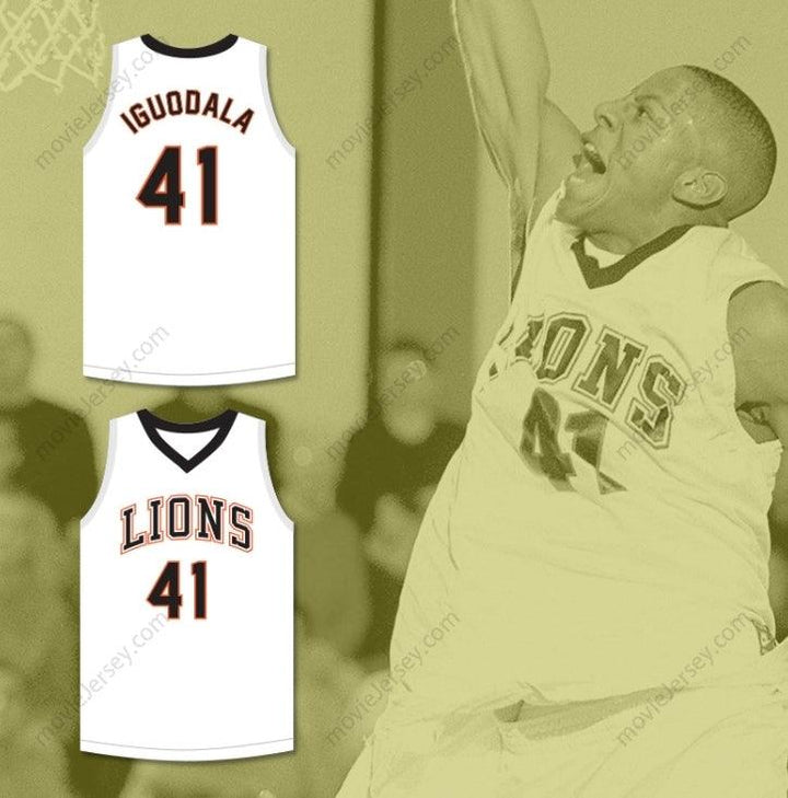 CUSTOM ANY Name Number ANDRE IGUODALA 41 LANPHIER HIGH SCHOOL LIONS WHITE BASKETBALL JERSEY 2 Top Stitched S-6XL