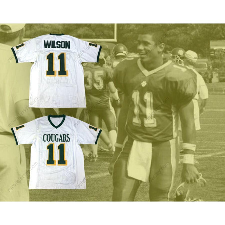 CUSTOM ANY Name Number RUSSELL WILSON 11 COLLEGIATE SCHOOL COUGARS WHITE FOOTBALL JERSEY Top Stitched S-6XL