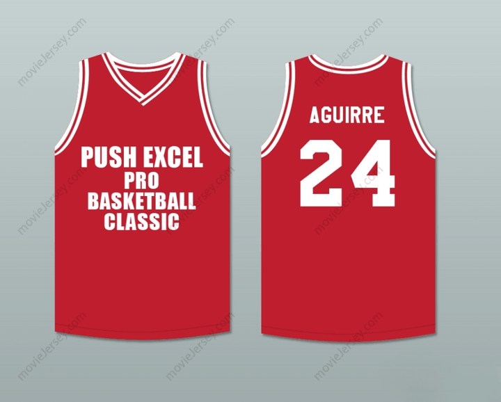 CUSTOM ANY Name Number MARK AGUIRRE 24 PUSH EXCEL PRO BASKETBALL CLASSIC RED BASKETBALL JERSEY 1988 CHARITY EVENT Top Stitched S-6XL