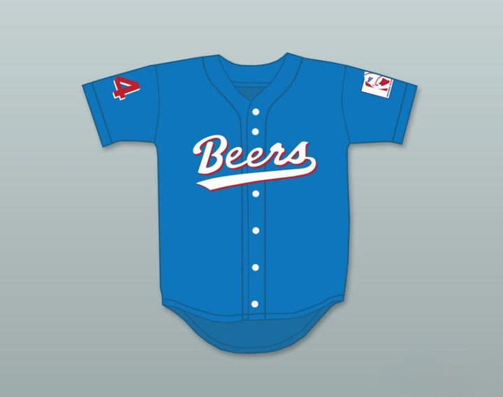 Custom Any Name Number JOE 'COOP' COOPER 44  BEERS BASEKETBALL BLUE BASEBALL JERSEY Top Stitched S-6XL