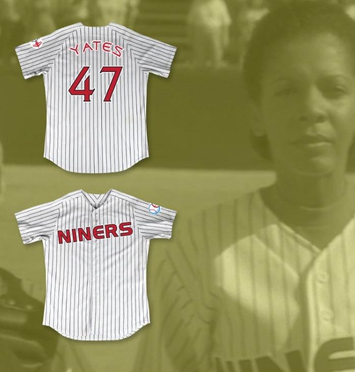 Custom Any Name Number KASIDY YATES 47 DEEP SPACE NINERS WHITE PINSTRIPED BASEBALL JERSEY Top Stitched S-6XL