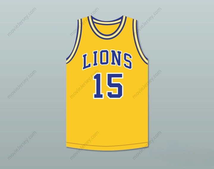 CUSTOM ANY Name Number JEFF HORNACEK 15 LYONS TOWNSHIP HIGH SCHOOL LIONS YELLOW GOLD BASKETBALL JERSEY 1 Top Stitched S-6XL