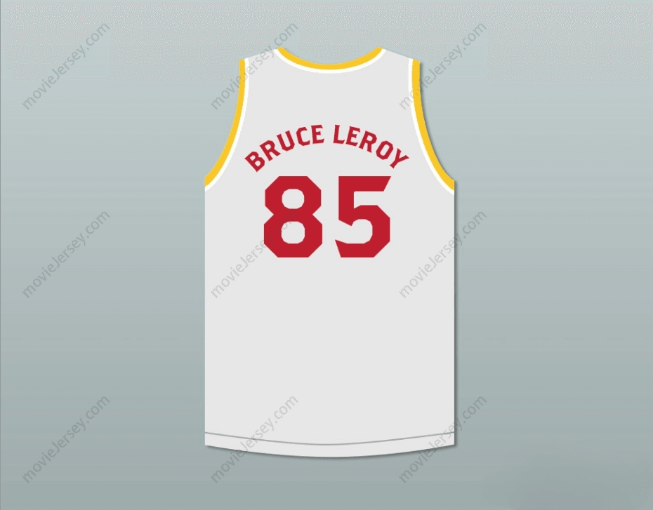CUSTOM ANY Name Number BRUCE LEROY GREEN 85 THE LAST DRAGON WHITE WITH RED GRAPHICS JERSEY AND EMBROIDERED PATCH Top Stitched S-6XL