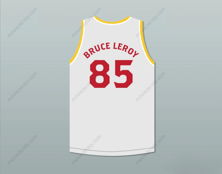 CUSTOM ANY Name Number BRUCE LEROY GREEN 85 THE LAST DRAGON WHITE WITH RED GRAPHICS JERSEY AND EMBROIDERED PATCH Top Stitched S-6XL
