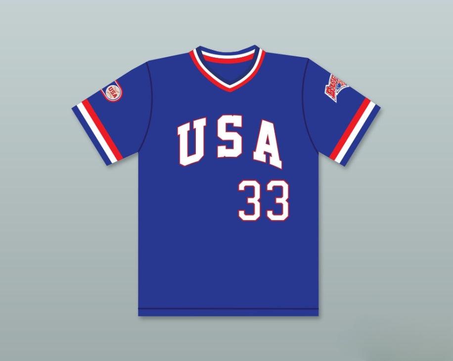 Custom Any Name Number BOB CAFFREY 33 1984 USA TEAM BLUE BASEBALL JERSEY Top Stitched S-6XL