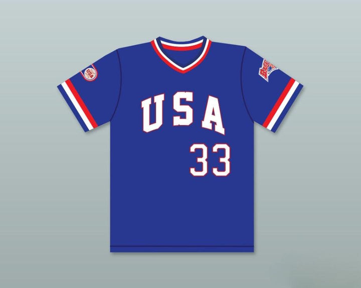 Custom Any Name Number BOB CAFFREY 33 1984 USA TEAM BLUE BASEBALL JERSEY Top Stitched S-6XL