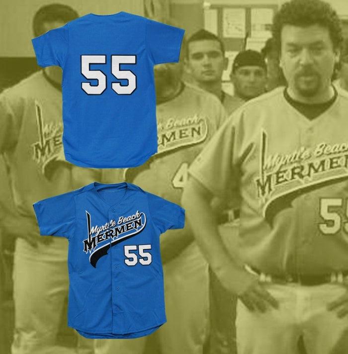 Custom Any Name Number KENNY POWERS EASTBOUND AND DOWN MYRTLE BEACH MERMEN BASEBALL JERSEY NEW Top Stitched S-6XL