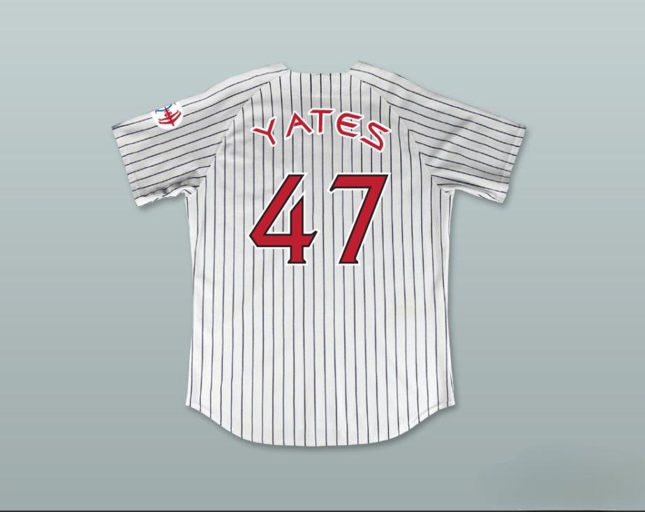 Custom Any Name Number KASIDY YATES 47 DEEP SPACE NINERS WHITE PINSTRIPED BASEBALL JERSEY Top Stitched S-6XL