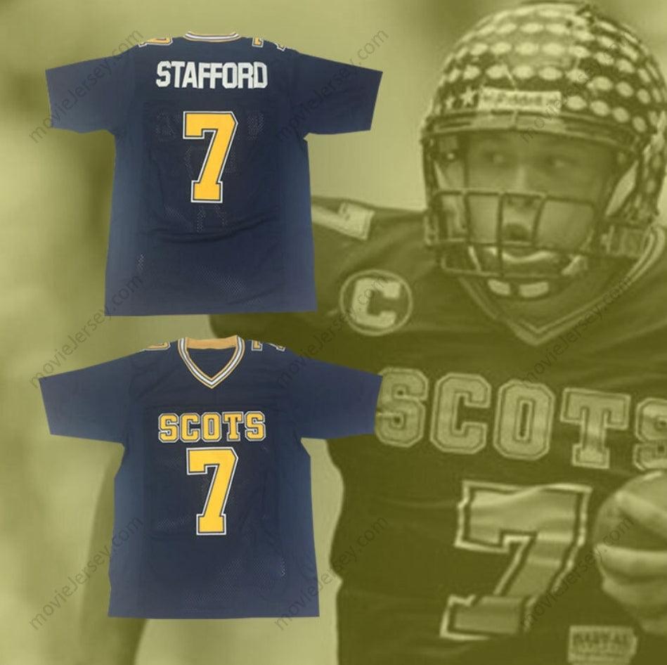 CUSTOM ANY Name Number MATTHEW STAFFORD 7 HIGHLAND PARK HIGH SCHOOL SCOTS DARK BLUE FOOTBALL JERSEY Top Stitched S-6XL
