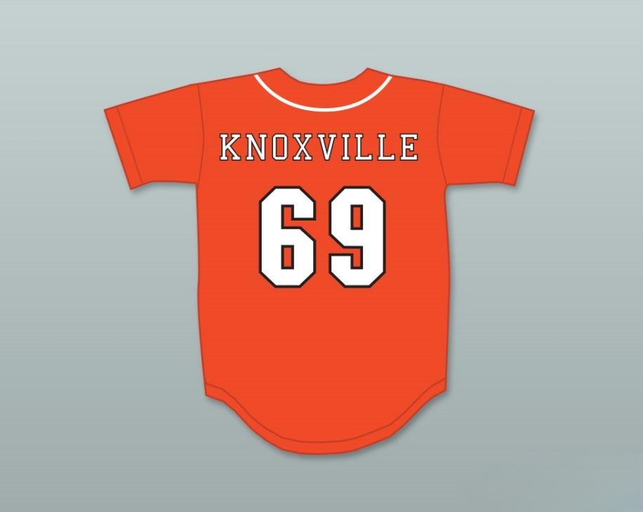 Custom Any Name Number JOHNNY KNOXVILLE 69 SWALLOWS PLAY BALL ORANGE BASEBALL JERSEY Top Stitched S-6XL
