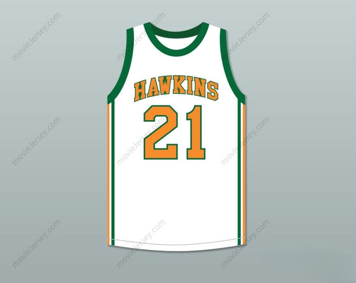 CUSTOM ANY Name Number JASON CARVER 21 HAWKINS HIGH SCHOOL TIGERS WHITE BASKETBALL JERSEY 2 Top Stitched S-6XL