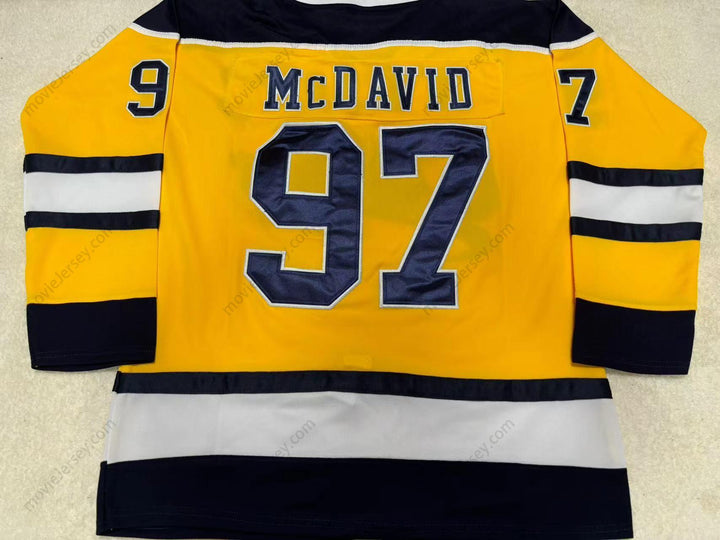 Custom Any Name Number CONNOR MCDAVID 97 ERIE OTTERS YELLOW HOCKEY JERSEY Top Stitched S-6XL