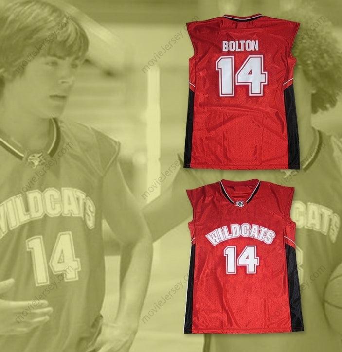 CUSTOM ANY Name Number ZAC EFRON TROY BOLTON 14 EAST HIGH SCHOOL WILDCATS HOME BASKETBALL JERSEY Top Stitched S-6XL