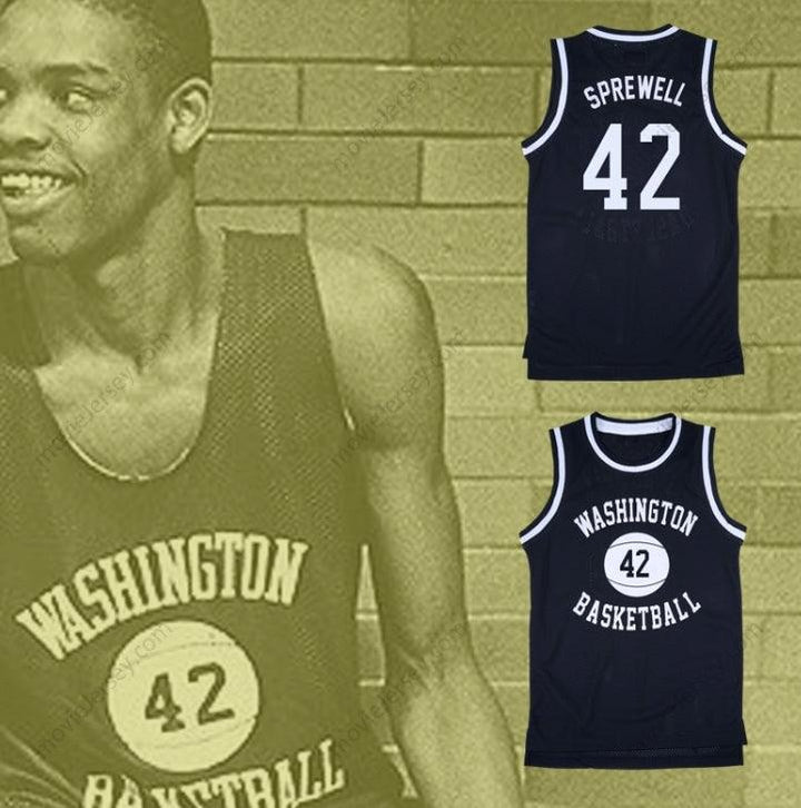CUSTOM ANY Name Number LATRELL SPREWELL 42  HIGH SCHOOL PURGOLDERS BASKETBALL JERSEY Top Stitched S-6XL