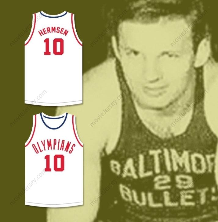 CUSTOM ANY Name Number KLEGGIE HERMSEN 10  OLYMPIANS WHITE BASKETBALL JERSEY Top Stitched S-6XL