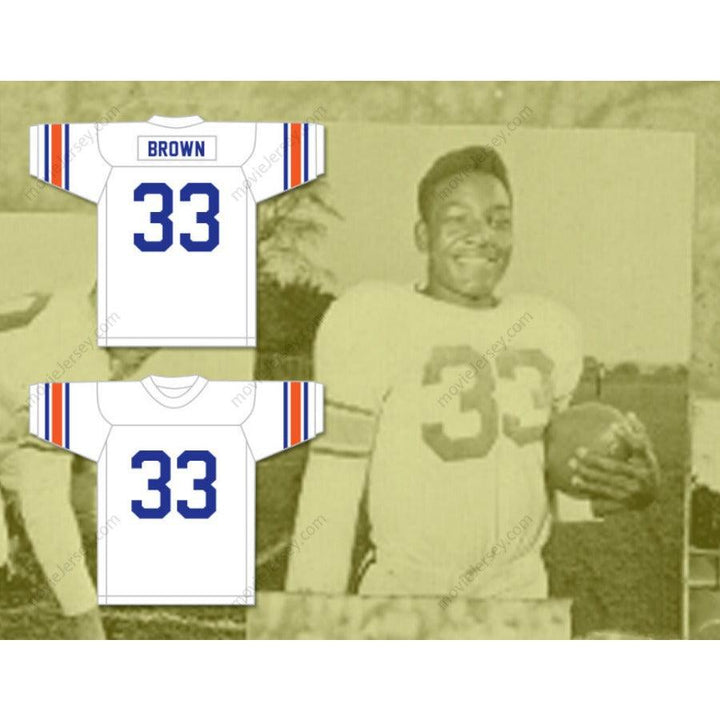 CUSTOM ANY Name Number JIM BROWN 33 MANHASSET HIGH SCHOOL INDIANS WHITE FOOTBALL JERSEY Top Stitched S-6XL