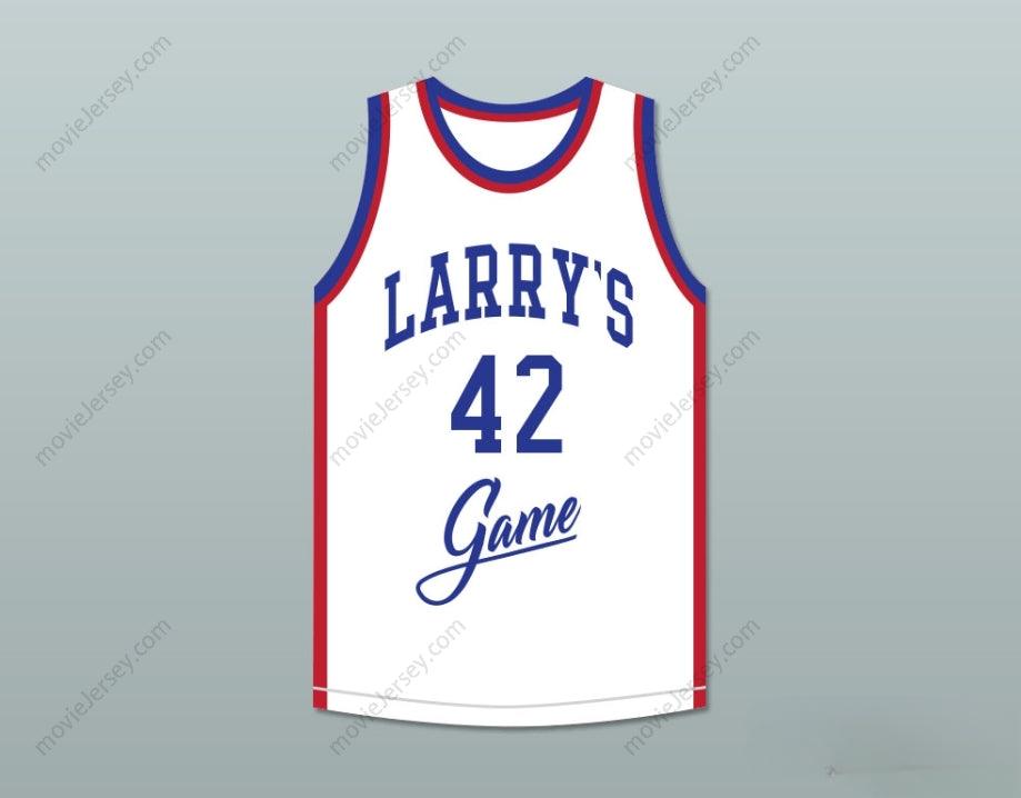CUSTOM ANY Name Number MIKE WOODSON 42 LARRY'S GAME WHITE BASKETBALL JERSEY 1988 CHARITY EVENT Top Stitched S-6XL