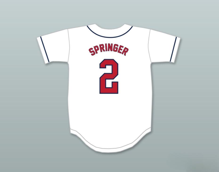 Custom Any Name Number GEORGE SPRINGER 2   OLD FARMS SCHOOL WINGED BEAVERS WHITE BASEBALL JERSEY 2 Top Stitched S-6XL