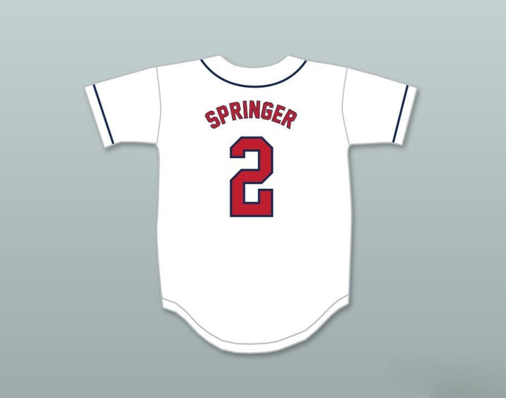 Custom Any Name Number GEORGE SPRINGER 2   OLD FARMS SCHOOL WINGED BEAVERS WHITE BASEBALL JERSEY 2 Top Stitched S-6XL