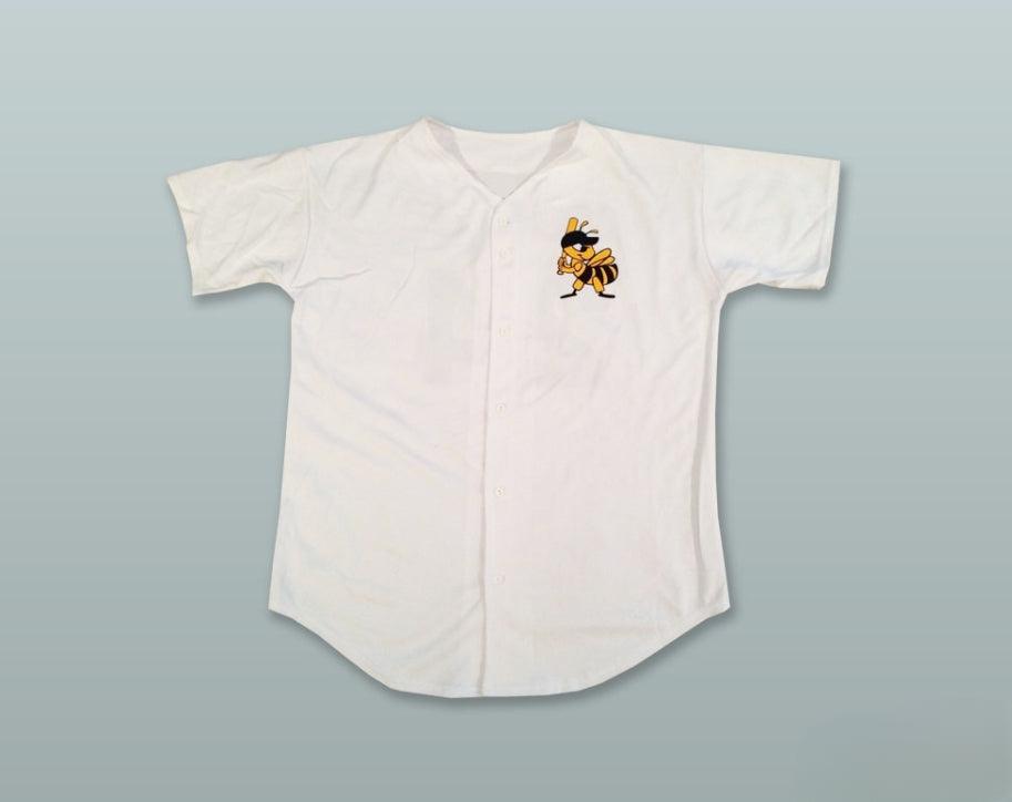 Custom Any Name Number JEREMY MOORE 24 BEES WHITE BUTTON DOWN BASEBALL JERSEY Top Stitched S-6XL