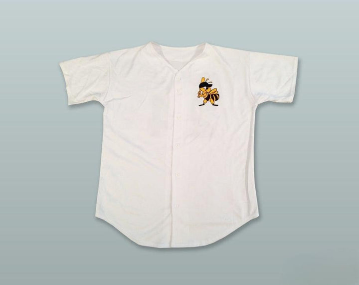 Custom Any Name Number JEREMY MOORE 24 BEES WHITE BUTTON DOWN BASEBALL JERSEY Top Stitched S-6XL