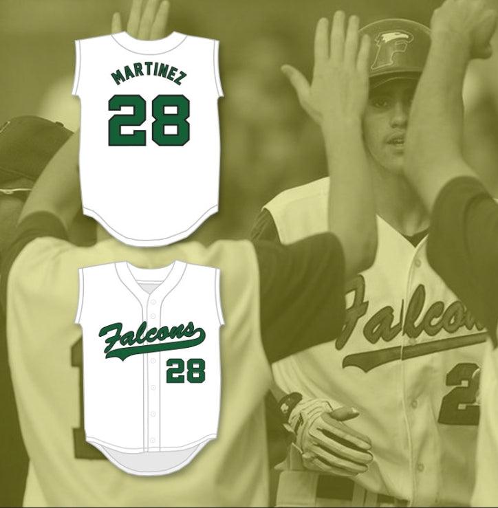 Custom Any Name Number JD MARTINEZ 28 CHARLES W. FLANAGAN HIGH SCHOOL FALCONS WHITE BASEBALL JERSEY 2 Top Stitched S-6XL