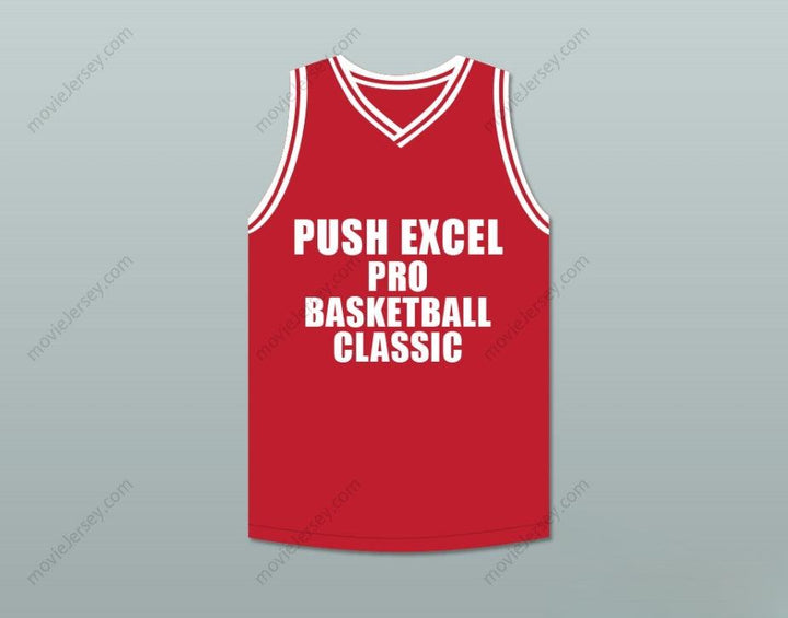 CUSTOM ANY Name Number KEVIN EDWARDS 22 PUSH EXCEL PRO BASKETBALL CLASSIC RED BASKETBALL JERSEY 1988 CHARITY EVENT Top Stitched S-6XL
