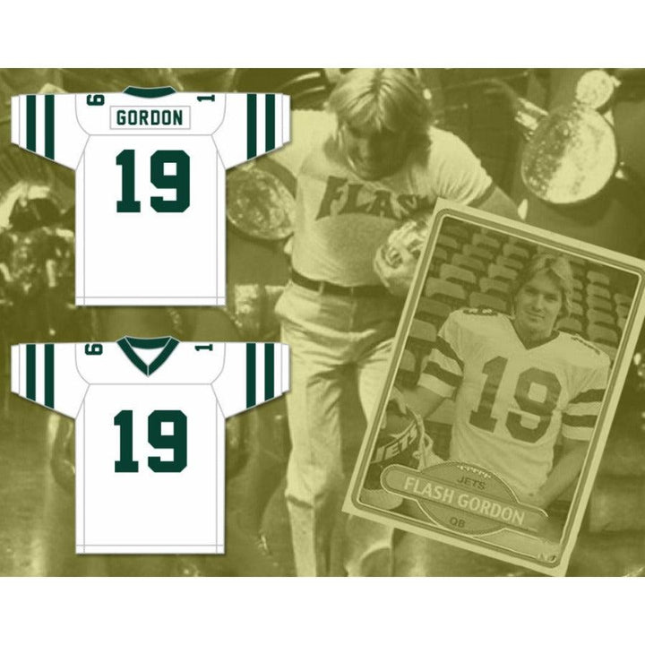 CUSTOM ANY Name Number FLASH GORDON 19 PRO CAREER WHITE Football Jersey Top Stitched S-6XL