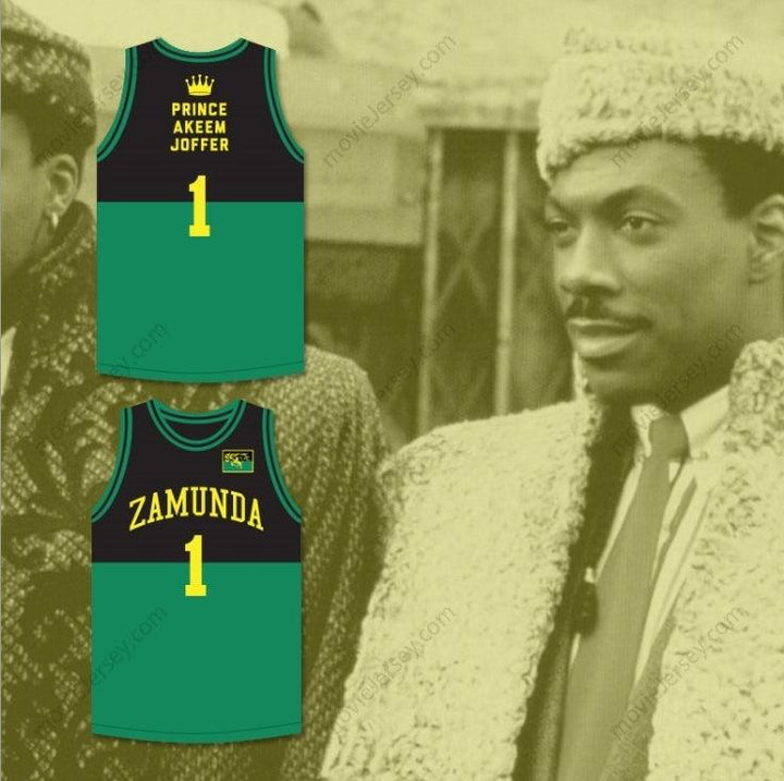 CUSTOM ANY Name Number PRINCE AKEEM JOFFER 1 FICTIONAL AFRICAN COUNTRY BLACK/GREEN BASKETBALL JERSEY WITH FLAG PATCH Top Stitched S-6XL