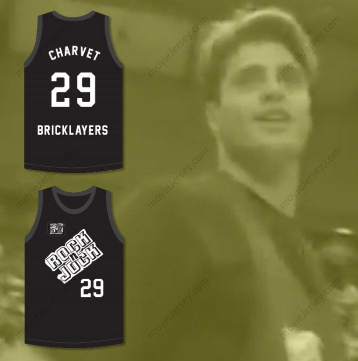 CUSTOM ANY Name Number DAVID CHARVET 29 BRICKLAYERS BASKETBALL JERSEY 3RD ANNUAL ROCK N' JOCK B-BALL JAM 1993 Top Stitched S-6XL