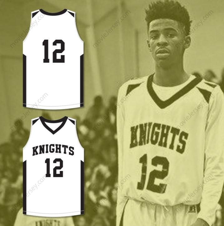 CUSTOM ANY Name Number JA MORANT 12 CRESTWOOD HIGH SCHOOL KNIGHTS WHITE BASKETBALL JERSEY 1 Top Stitched S-6XL