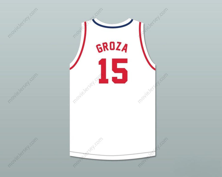 CUSTOM ANY Name Number ALEX GROZA 15  OLYMPIANS WHITE BASKETBALL JERSEY Top Stitched S-6XL