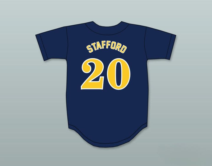 Custom Any Name Number MATTHEW STAFFORD 20 HIGHLAND PARK HIGH SCHOOL SCOTS NAVY BLUE BASEBALL JERSEY 4 Top Stitched S-6XL