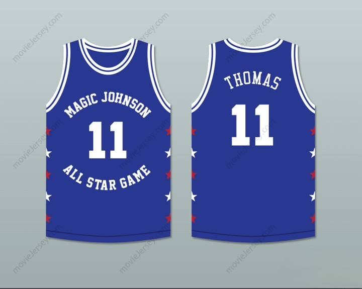 CUSTOM ANY Name Number ISIAH THOMAS 11 MAGIC JOHNSON ALL STAR GAME BLUE BASKETBALL JERSEY 1989 MIDSUMMER NIGHT'S MAGIC CHARITY EVENT Top Stitched S-6XL